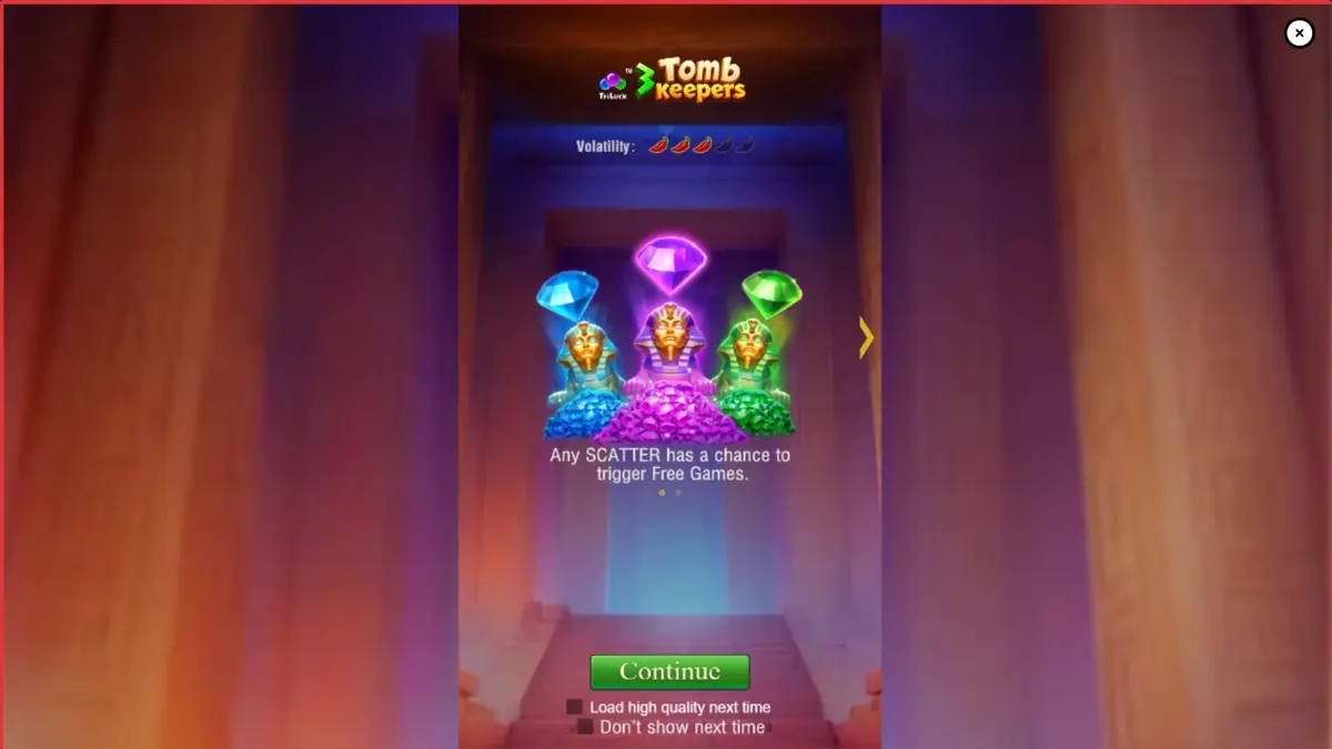 Tampilan visual slot 3 Tomb Keepers dengan tema makam Mesir Kuno